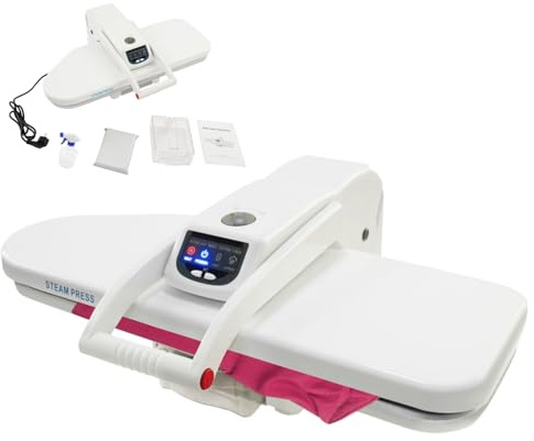 Ferro da stiro a vapore, 1600 W, con 5 programmi di stiratura (nylon, seta, lana, cotone, lino), regolazione della temperatura 90 – 200 ℃, pressa a vapore con spegnimento automatico (bianco)
