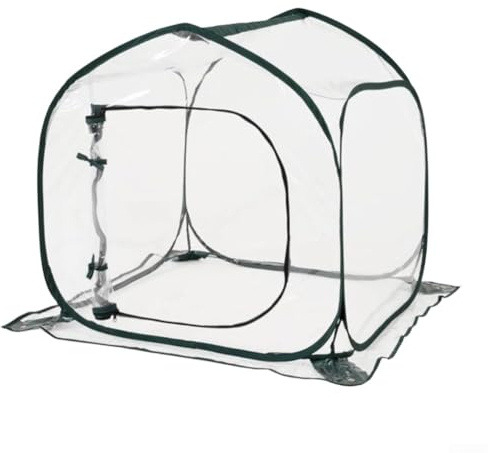 Invernadero desplegable para plantas con paredes de PVC transparente, costuras reforzadas y malla densa para protección contra intrusiones de vida silvestre