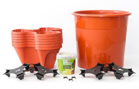 Irisana - Mesa de Cultivo Ecogarden - con 6 Macetas y 600 g de Hummus Orgánico - 112 cm de Altura - Kit de Huerto Urbano Vertical - Es Fácil de Montar