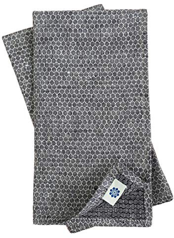 Linen & Cotton Schön Edel 4 x Stoffservietten Honeycomb - 100% Leinen, Schwarz Beige Grau (47 x 47cm) Servietten Stoff Leinenservietten Tischdekoration für Hochzeit Feier Gastronomie Weihnachten