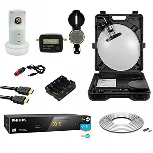 KIT AUTOCARAVANA Parabólica 35 CM + Receptor THS805 Fransat + kit Satfinder + kit Coaxial