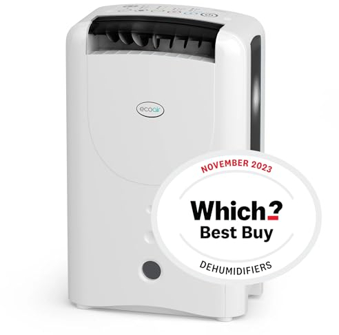 EcoAir DD1 Classic MK6 Black Desiccant Dehumidifier | Electronic Control | 7.5 L/Day | Quiet 34dBA | Ioniser | Silver Filter | Laundry | Timer | 6Kg | Home Garage Basement Boat
