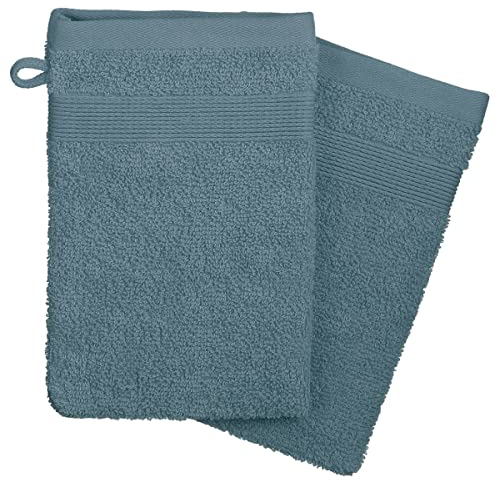 Atmosphera - 2er-Set Waschhandschuhe - Baumwolle 450 g/m² - sturmblau 15 × 21 cm - Sturm blau