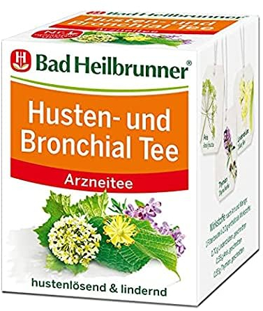 Bad Heilbrunner Husten- & Bronchial - Arzneitee im Filterbeutel- Spitzwegerich, Thymian & Bitterer Fenchel - reizlindernd bei Bronchitis, trockenem Husten & Erkältungen (12 x 8 Filterbeutel)