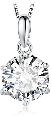 JewelryPalace Collar Mujer con Moissanita Corte Redondo, Solitario Colgante Clásico con Diamante Simulado, Collar Niña en Cadena 45cm con Piedra Preciosa Brillante, Conjunto Joyas para Novia