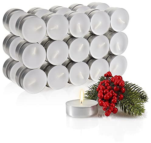 Robin Goods Bougies Chauffe-Plat 60x - Bougies pour Toutes Les Occasions - Bougies en Cire pour l'artisanat et la décoration - Bougies Chauffe-Plat Non parfumées pour couronnes (Blanc - 60 pièces)