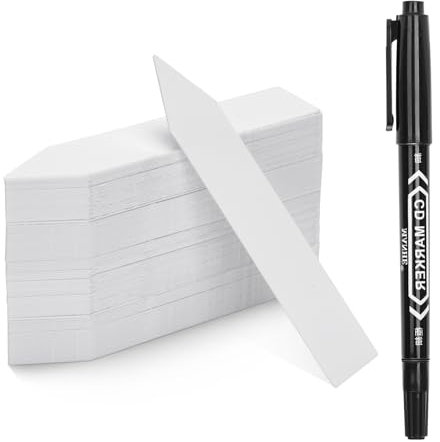 KINGLAKE 300Pcs Plastic Plant Labels and Pen for Outdoor Plants, Plant Markers Labels White Garden Tags for Seeds Seedling Herbs Vegetable Potting Plants