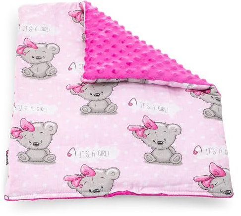 PinkZebra Puppendecke für Puppenbett, doppelseitige Decke für Puppenwagen, weiche Puppendecke für Puppen von 28 bis 48 cm, kuschelige Wendedecke, It's a Girl