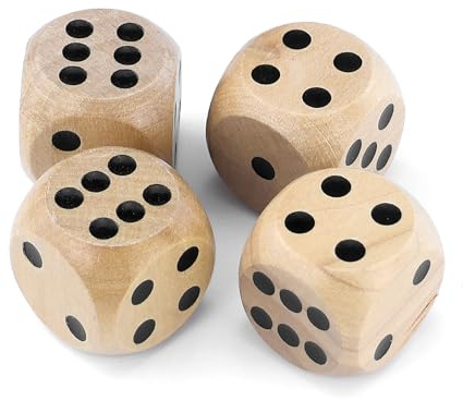4 Piezas Dados Madera Grandes, 30 mm Dados Madera Natural, Dados Grandes Madera con Puntos Grabados en Cada Cara,Dados Acabado Natural,para Juegos Mesa,Noches Juegos