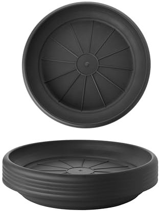 SUSTANIA Lot de 6 soucoupes de 25 cm de diamètre, pour pots de fleurs de 30 cm de diamètre, parfaitement ajustés et stables, couleur : anthracite, fabriqués en Allemagne