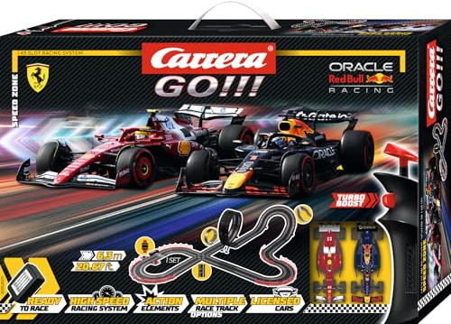 Carrera GO!!! 20062605UK Speed Zone Formula 1, 1:43 Scale I 6.3 Metres, With Oracle Red Bull Racing 21 M. Verstappen No.1 & Ferrari SF-25 L. Hamilton, Suitable from 6 Years+, UK Plug Version