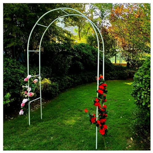 Arco de jardín de metal galvanizado resistente para plantas trepadoras, arco de metal al aire libre, portal de jardín de rosas (ancho 2,1 x alto 2,4 m)
