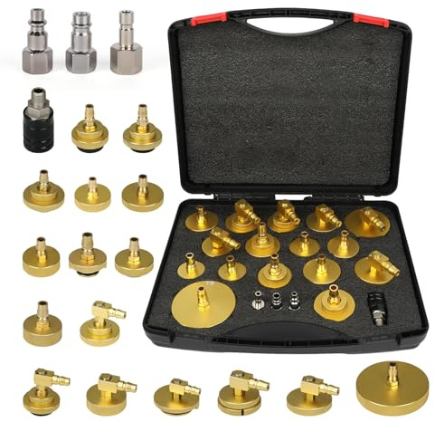 AUTOOL Kit di spurgo per cilindro principale, 20 pezzi, per spurgo della pressione dei freni, adattatori per lo spurgo del liquido dei freni, per la maggior parte dei veicoli