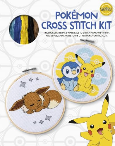 Pokémon Cross Stitch Kit: Includes patterns and materials to stitch Pikachu & Piplup, & Evee, and charts for 16 other Pokémon projects (Pokémon Crafts)