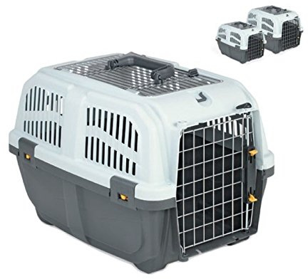 MPS TRASPORTINO SKUDO Open IATA per Gatto Cane da Viaggio Trasporto Auto OMOLOGATO -2-Grigio