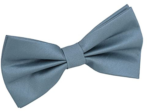 DQT Mens Plain Shantung Pre-Tied Bow Tie - Wedding, Business & Formal Wear