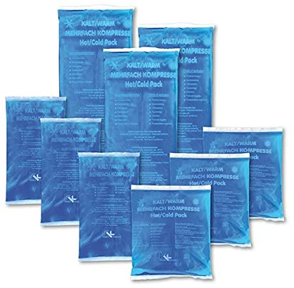 KK Kalt-Warm Kompressen Set | 9 teiliges Set | bestehend aus 9 Kalt Warm Kompressen in 3 verschiedenen Größen 13 x 14 cm (3x)| 9 x 16 cm (3 x) | 12 x 29 cm (3x) | Mikrowellengeeignet
