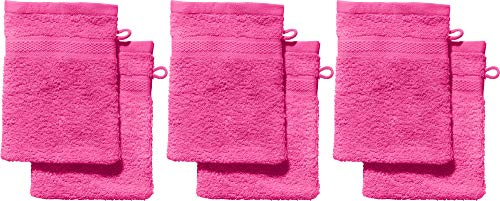 REDBEST Waschhandschuhe, Waschlappen 6er-Pack Chicago pink Größe 15x21 cm - saugstark, strapazierfähig, ideal für Reisen, Sport (weitere Farben)