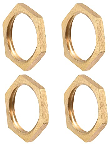 sourcing map G1/2 Bloqueo Tuerca, Hexagonal Latón Hembra Contratuerca para Plomería 4 Piezas