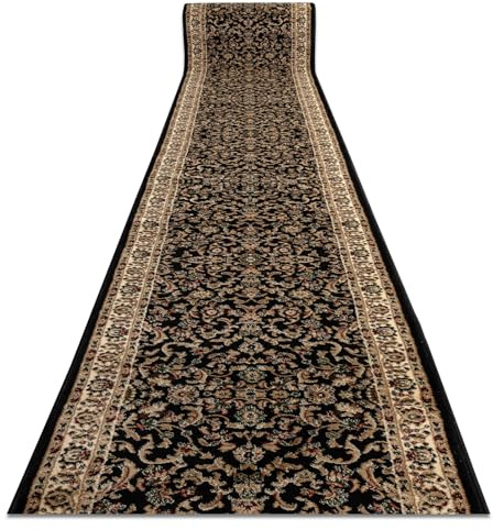 rugsx Läufer heatset ROYAL ADR 1745 löpare för matsal, kök, hall svart, 100 x 500 cm