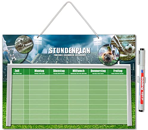 younikat Fußball Stundenplan zum Aufhängen I abwischbar I DIN A4 I mit Aufhängung, Stifthalter und Stift I Jungen Jungs Teenager, cool I Geschenk-Idee I dv1146