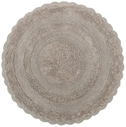 The Home Talk Häkel-Badteppich aus Baumwolle,Teppich für Spa, Waschtisch, Dusche, Küche und Wohnzimmer,wasserabsorbierende Bettwäsche,warme und weiche Teppiche,Badezimmerzubehör,61 cm rund,Taupe