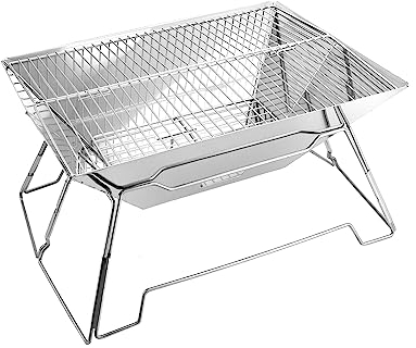 QWORK Barbecue Charbon de Bois Portable, Mini Barbecue Camping pour Barbecue de Jardin Camping Voyage Festival (Rectangle)