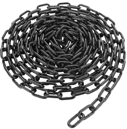 WOPPLXY Cadena negra, cadena de 6 m y 6 mm, cadena de eslabones largos, cadena de seguridad para colgar vallas, cadena de columpio, cadenas para sillas colgantes, cadenas de lámparas, puertas de