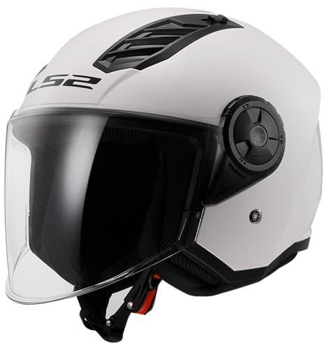 Open Faced Motorcycle Helmet. LS2 Airflow II ECE 22.06 Gloss White