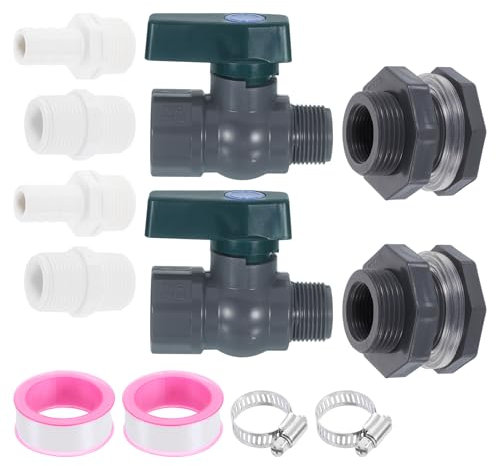 sourcing map 2 set di rubinetti a barile per pioggia, rubinetto in plastica per pioggia con raccordo da 3/4 GHT, adattatore per tubo da giardino e nastro sigillante per serbatoio dell'acqua,