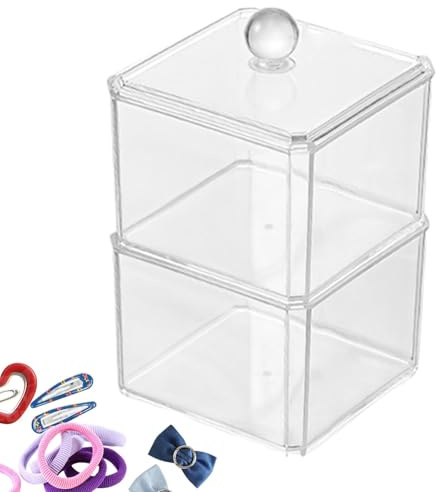 Organizador de algodón para maquillaje, caja de almacenamiento cuadrada para , organizador cosmético transparente para dormitorio, sala de estar, cocina