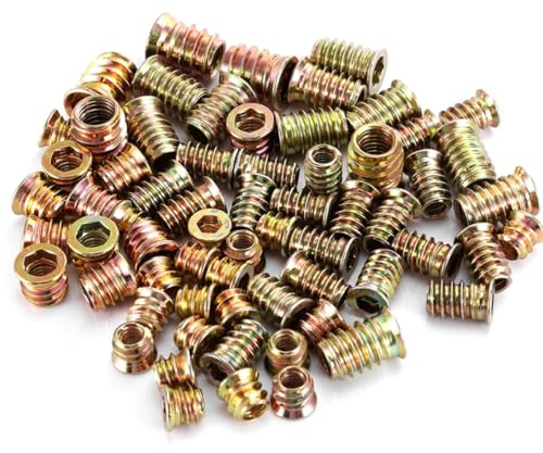 Visxcnu 30 PCS M5 Tuercas para Madera, RemachesTuerca, Insertos Tuerca M5, Tuercas Rosca Hexagonal Aleación Zinc, InsercióN Roscadas Acero al Carbono y Zinc,Insertos Madera Surtidos(Color zinc)