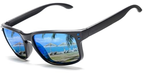 JOGVELO Lunettes de Soleil Polarisées pour Homme Femme, Lunettes de Conduite Pêche Vélo Anti-UV, Bleu