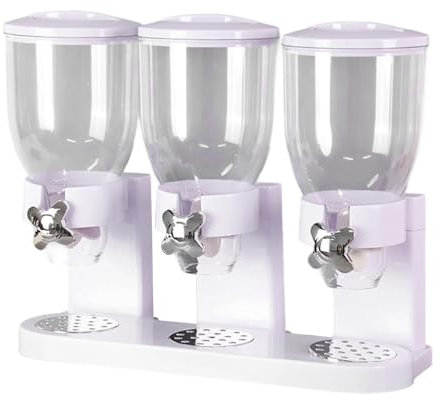 Distributeur de céréales triple capacité de 6 L pour céréales, cornflakes, bonbons, lentilles, noix, haricots, granola