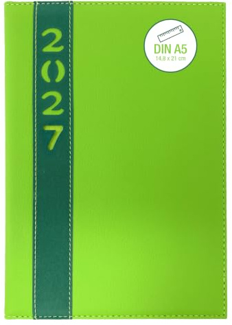 Buchkalender 2027 A5 1 Tag 1 Seite - Tagesplaner Hardcover Softtouch (Grün)