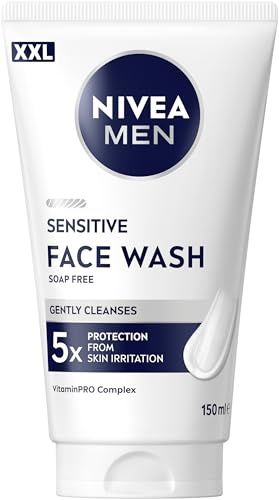 NIVEA MEN - Gel Nettoyant Visage Quotidien - Nettoie En Douceur - Peau Sensible - Format XXL - Sans Savon, Sans Alcool - Complexe VitaminPRO - Vitamine E - 5 Protections - Non Desséchant - 150 ml