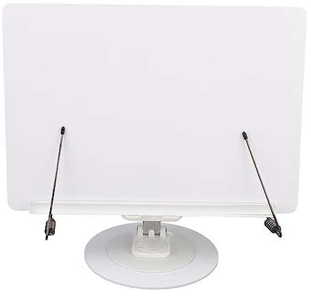 Tissting 360° roterande hopfällbart bokstativ i akryl med klämsidor, justerbart lässtativ för studenter och äldre 30 x 21 cm/11,8 x 8,3 tum