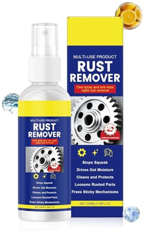 Dérouillant, Spray Liquide 100 ml, Dérouillant pour Métaux, Pour Automobile, Voiture, Roue, Frein, Moyeu, Acier, Fer, Aluminium, Chrome, Argent, Laiton, Salle De Bain, Toilette, Évier,