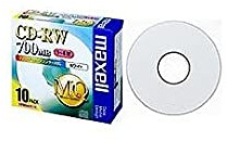 Maxell CD-RW MB 4 X Speed For Data Inkjet Printers, White, 10 Pieces 5 mm Case 3-Pack, cdrw80pw. s1p10s