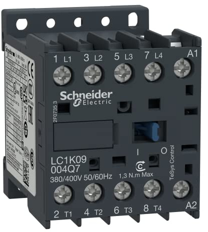 Schneider Electric, TeSys K contactor - 4P (4 NO) - AC-1 <= 440 V 20 A - 230 V AC coil, LC1K09004P7