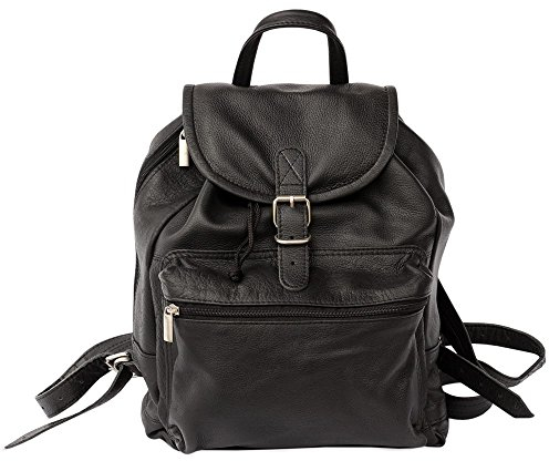 Hamosons – Mittel-Großer Lederrucksack/Cityrucksack Größe M aus Nappa-Leder, Schwarz, Modell 512