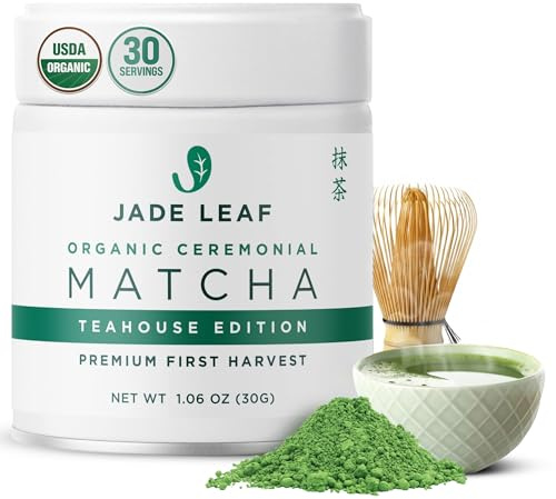 Jade Leaf Matcha Organic Ceremonial Grade Matcha Green Tea Powder - 100% Pure Japanese First Harvest Green Tea for Ceremonies, Usucha, Lattes 30g / 1.06 Ounce Tin (Pack of 1)