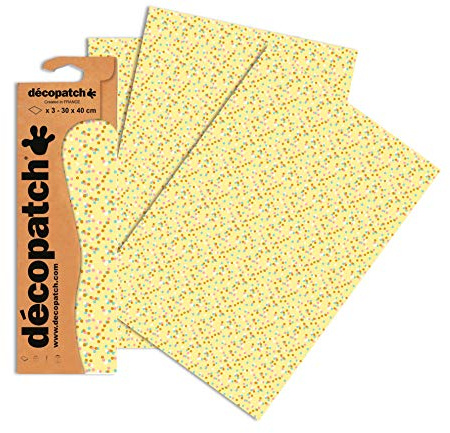 Décopatch Yellow Dots Paper, 30x40cm (Pack of 3 sheets)