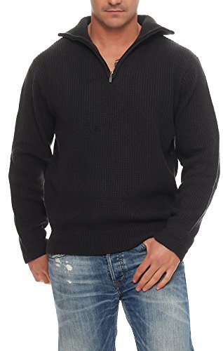Good Deal Market Arbeitspullover Hamburger Troyer Strickpullover Seemannspullover Isländer mit Schurwolle Gr. 48/S anthrazit