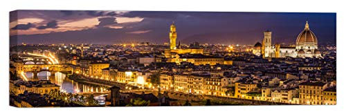 QUADRO PANORAMA FIRENZE 100x30 cm Stampa su Tela con Telaio in Legno Arredamento Arte Arredo Moderno