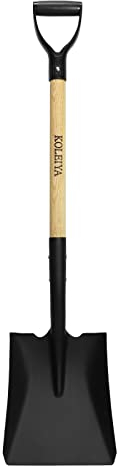KOLEIYA Pala Cuadrada, 41 Pulgadas, Negro, Metal y Madera, Mango de Agarre en D, excavar, jardinería, eliminación de Nieve