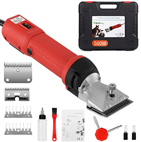DUCKBOY Heavy Duty Clippers for Thick Coats Animals, 500W Professional Electric Shearing Machine for Horse Pony Cattle and Large Dogs Livestocks Grooming, 6 Speed & 2 Detachable Shearing Blades