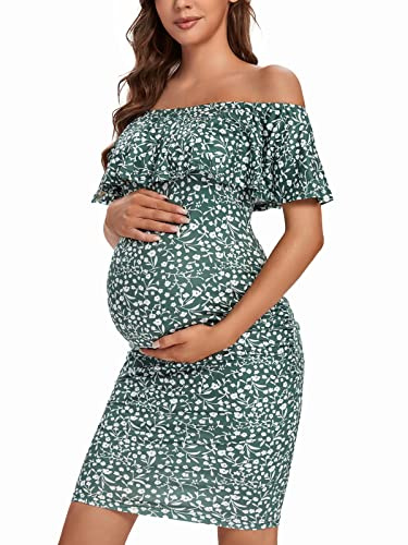 Shen&Qege mammaklänning ledig med axelfrihet, volanger, ärmlös, bodycon, mammamode sommar