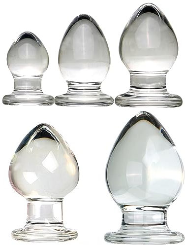 ScreaAss 5 Größen Große Glas Analplug 32/40/45/55/65Mm Glattes Kristall Analstöpsel Klassischer Anal Kugeln Butt Plug Glas Dildo Vagina Plug Anus Dilatator Sex Spielzeug Für Frauen Männer,Clear,L