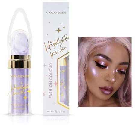 VIOLA HOUSE Gesicht Highlighter Powder Stick, Körper Haar Schimmer Glitter Puder, für Aufhellung Gesicht Körper Lippen Makeup Kit. (violett)